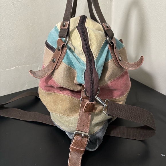 Manjianghong Canvas Striped Slouchy Hobo Crossbody Shoulder Bag Purse Colorful - Picture 4 of 8